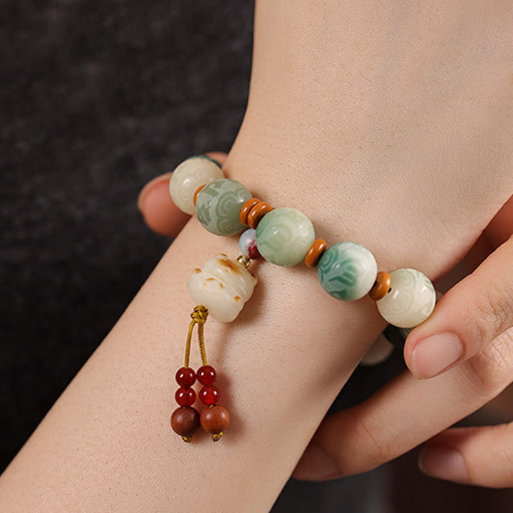 Buddha Stones Gradient Bodhi Seed Om Mani Padme Hum Carved Zakiram Peace Bracelet - image 7