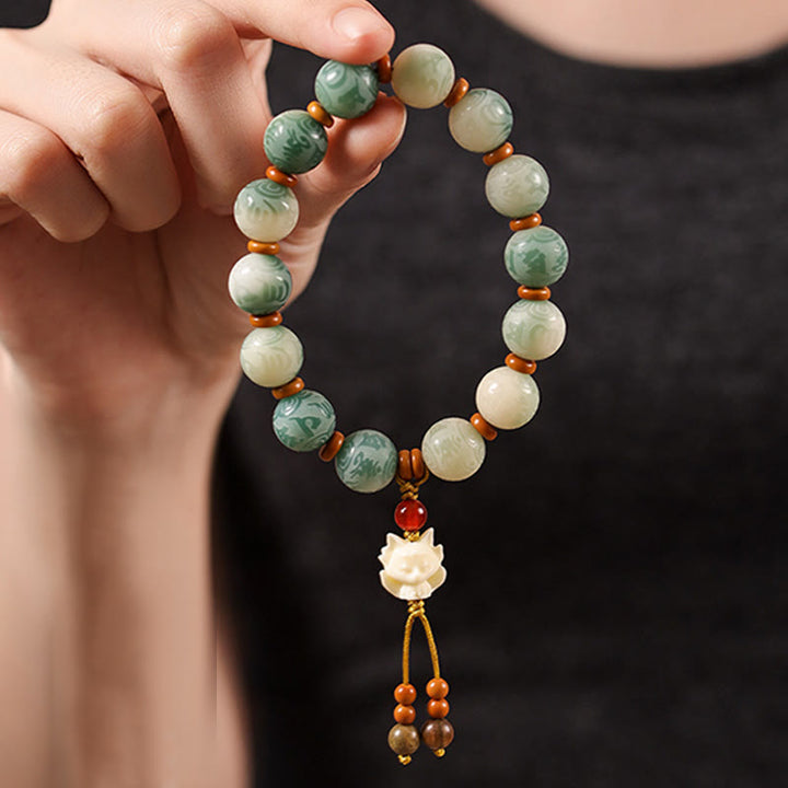 Buddha Stones Gradient Bodhi Seed Om Mani Padme Hum Carved Zakiram Peace Bracelet - image 12