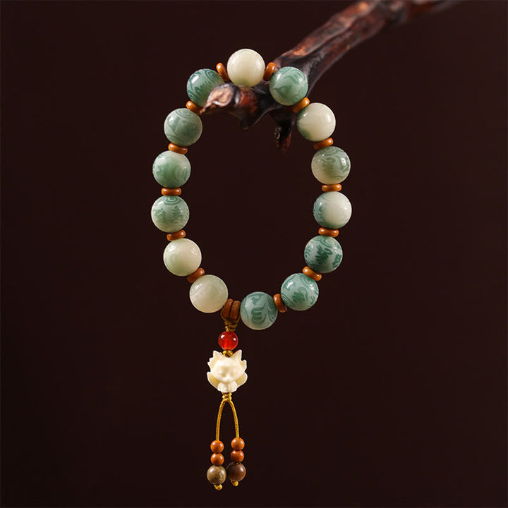 Buddha Stones Gradient Bodhi Seed Om Mani Padme Hum Carved Zakiram Peace Bracelet - image 11