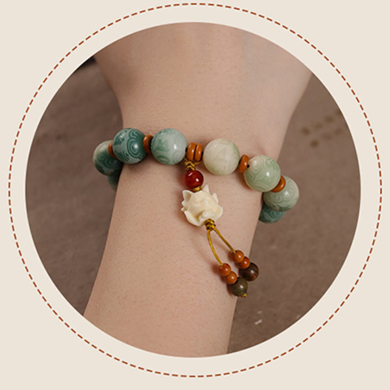 Buddha Stones Gradient Bodhi Seed Om Mani Padme Hum Carved Zakiram Peace Bracelet - image 13
