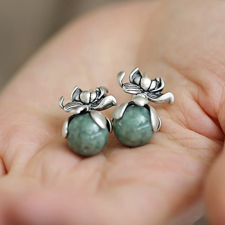 Buddha Stones Lotus Round Bead Copper Enlightenment Earrings - image 2