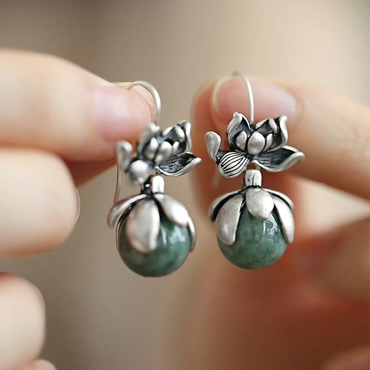 Buddha Stones Lotus Round Bead Copper Enlightenment Earrings - Lotus(Copper Posts) - image 0
