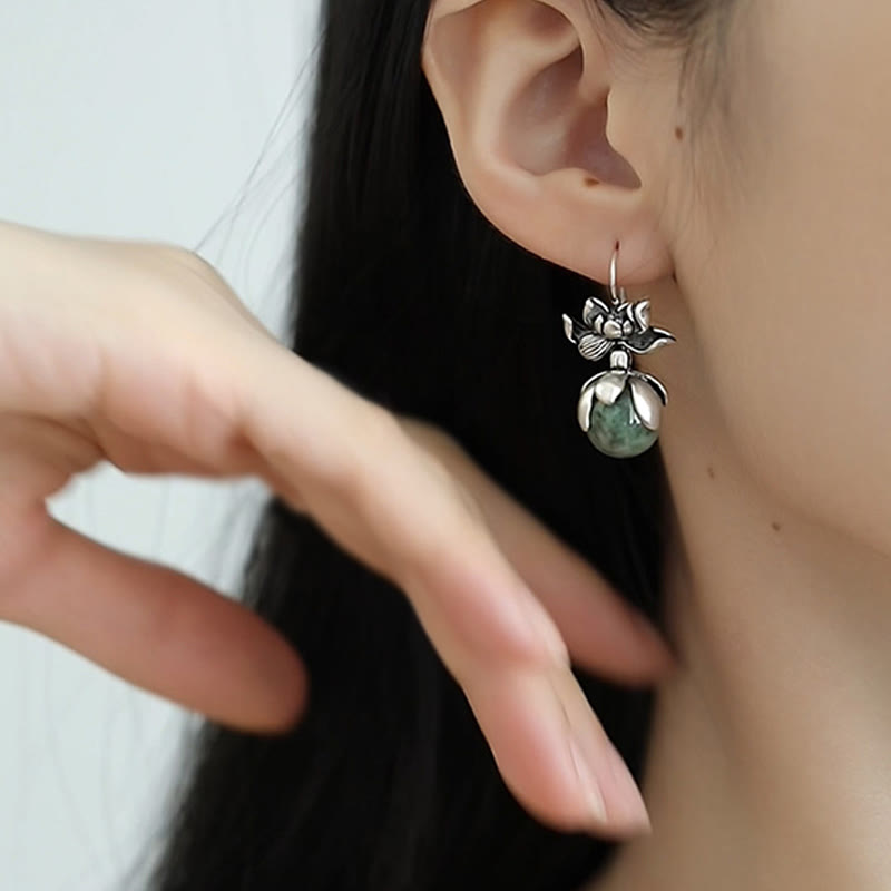 Buddha Stones Lotus Round Bead Copper Enlightenment Earrings - image 8