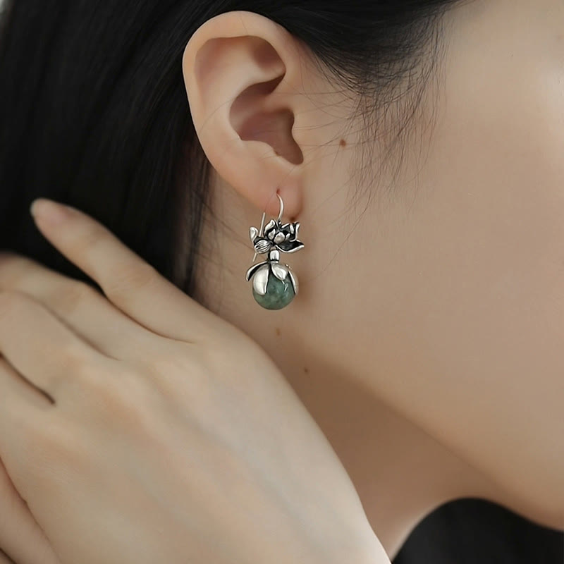 Buddha Stones Lotus Round Bead Copper Enlightenment Earrings - image 4