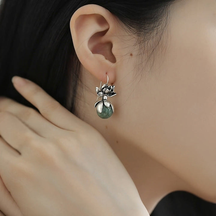 Buddha Stones Lotus Round Bead Copper Enlightenment Earrings - image 4