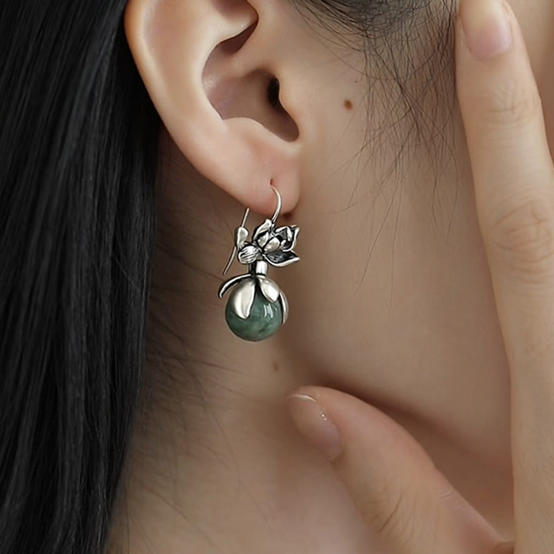 Buddha Stones Lotus Round Bead Copper Enlightenment Earrings - image 9