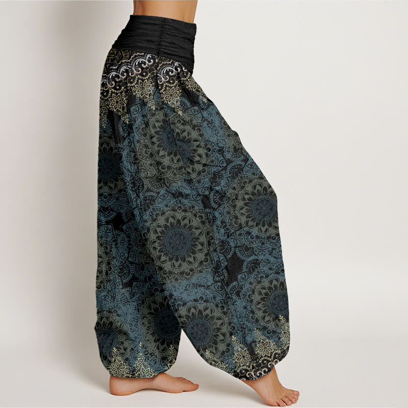 Buddha Stones Pure Cotton Triangular Mandala Patterns Women's Elastic Waist Harem Pants - image 9