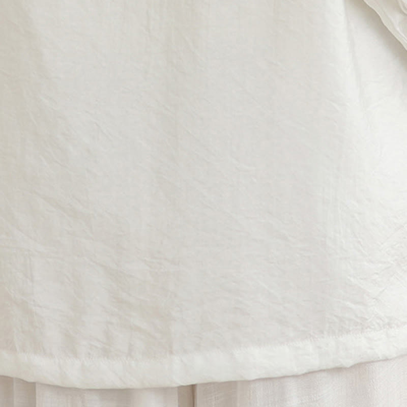 Buddha Stones 2pcs Casual Women's Frog Button Shirt Loose Pants Meditation Clothing Set - image 18