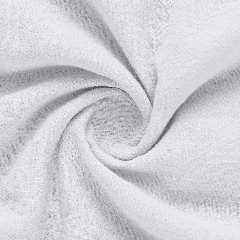 Buddha Stones Solid Summer Short Sleeve Half Buttons Linen Men's Shirt - image 10