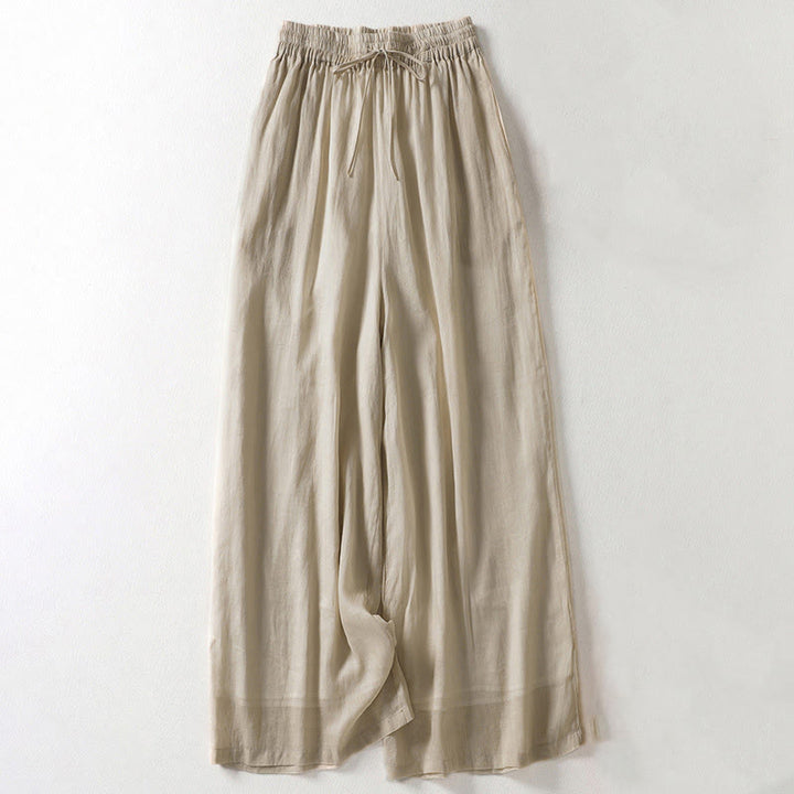 Buddha Stones Casual Drawstring Cotton Linen Ankle-Length Women's Wide Leg Pants With Pockets - Tan - US8-10,UK/AU12-14,EU40-42 (2XL) - image 8