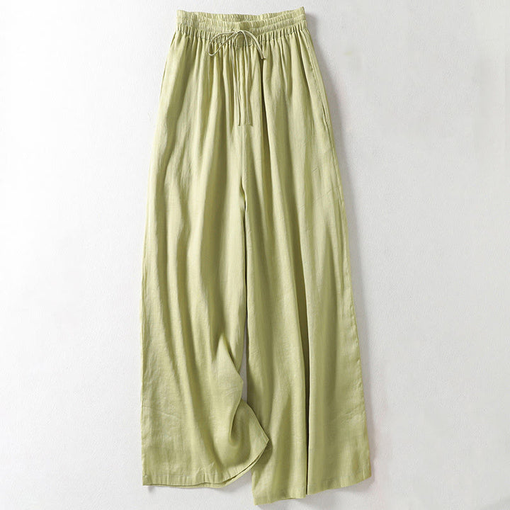 Buddha Stones Casual Drawstring Cotton Linen Ankle-Length Women's Wide Leg Pants With Pockets - Honeydew - US8-10,UK/AU12-14,EU40-42 (2XL) - image 13