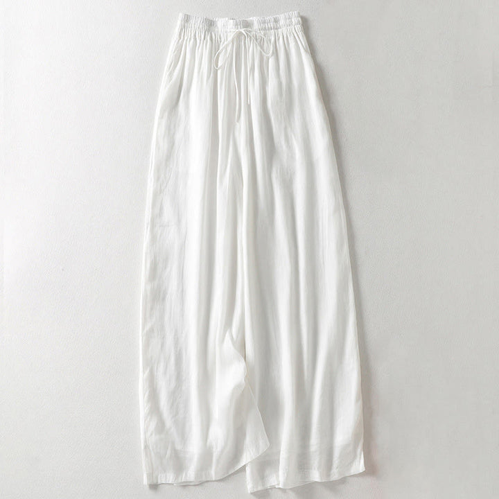 Buddha Stones Casual Drawstring Cotton Linen Ankle-Length Women's Wide Leg Pants With Pockets - White - US8-10,UK/AU12-14,EU40-42 (2XL) - image 4