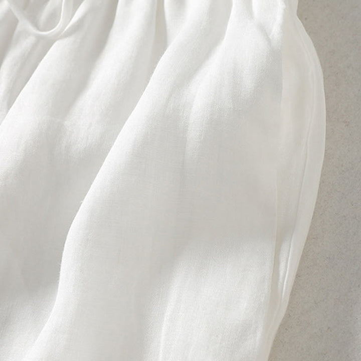 Buddha Stones Casual Drawstring Cotton Linen Ankle-Length Women's Wide Leg Pants With Pockets - image 6