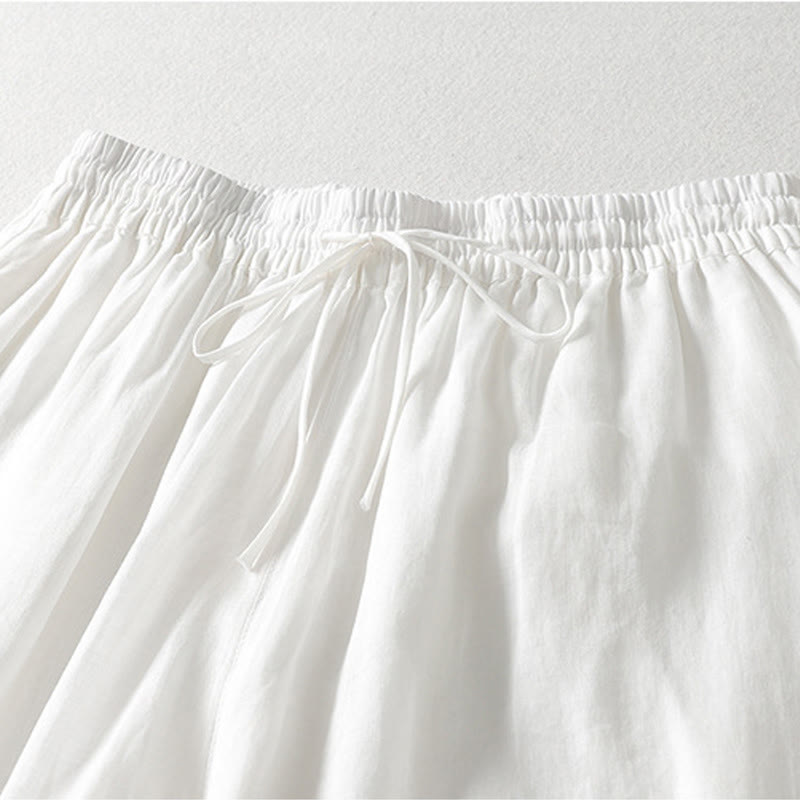 Buddha Stones Casual Drawstring Cotton Linen Ankle-Length Women's Wide Leg Pants With Pockets - image 5