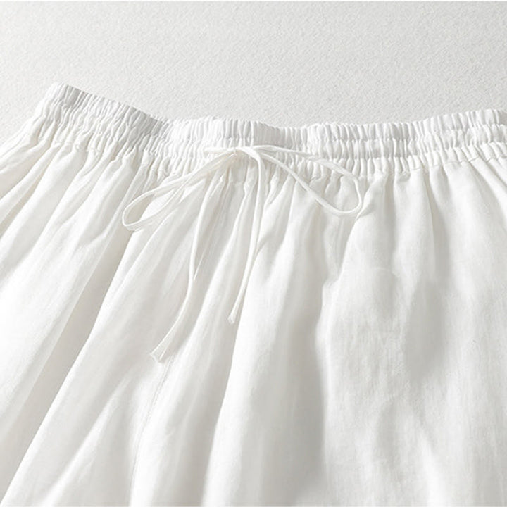 Buddha Stones Casual Drawstring Cotton Linen Ankle-Length Women's Wide Leg Pants With Pockets - image 5