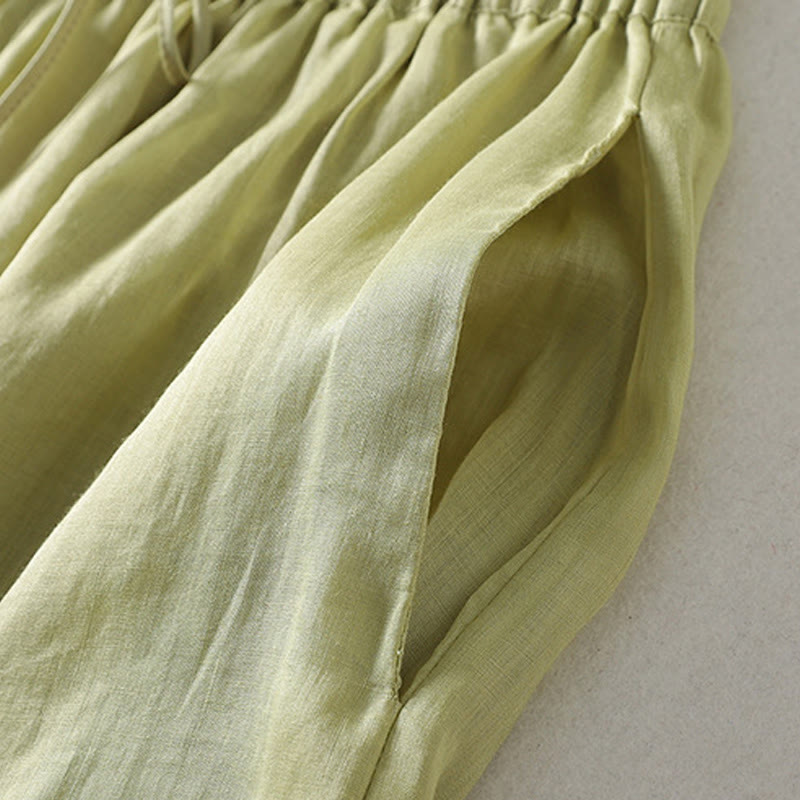 Buddha Stones Casual Drawstring Cotton Linen Ankle-Length Women's Wide Leg Pants With Pockets - image 19