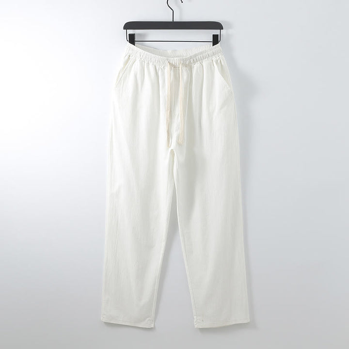 Buddha Stones 2Pcs Lace-up Cotton Kimono Pants With Pockets Men's Meditation Cloth Set - image 4