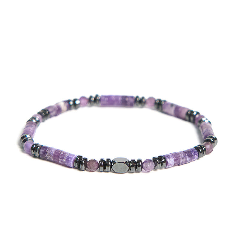 Buddha Stones Amethyst Hematite Spiritual Awareness Bracelet - Amethyst Hematite(Wrist Circumference 15-17cm) - image 0