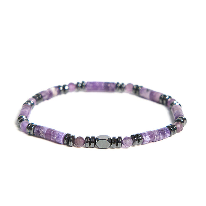 Buddha Stones Amethyst Hematite Spiritual Awareness Bracelet - Amethyst Hematite(Wrist Circumference 15-17cm) - image 0