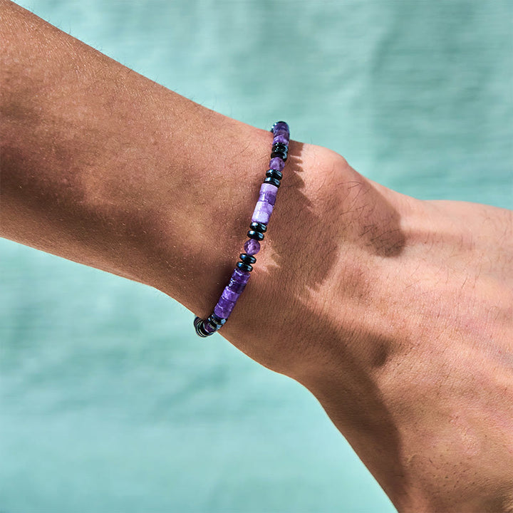Buddha Stones Amethyst Hematite Spiritual Awareness Bracelet - image 3