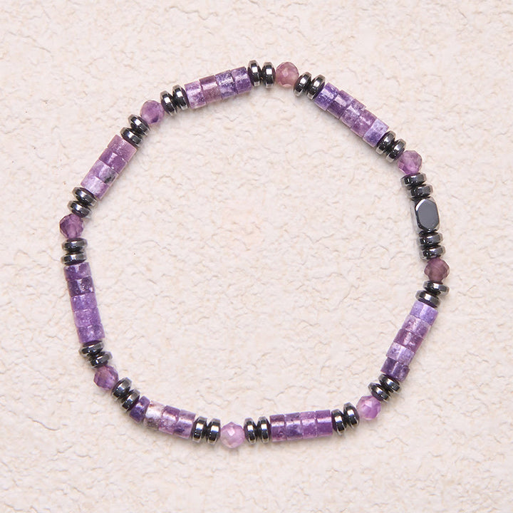 Buddha Stones Amethyst Hematite Spiritual Awareness Bracelet - image 1