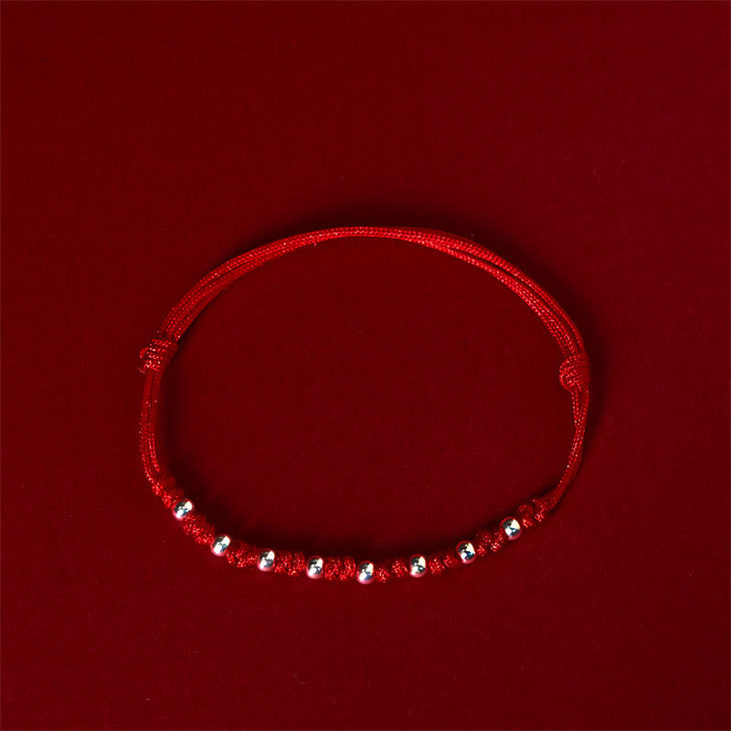 Buddha Stones 925 Sterling Silver Beads Red String Adjustable Luck Bracelet - image 1