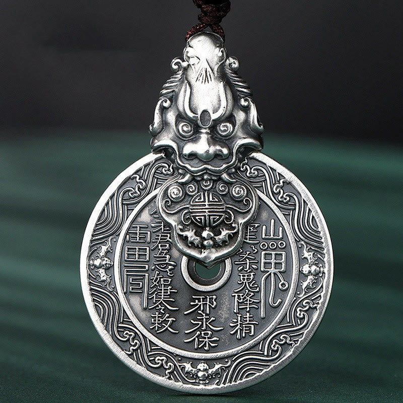 Buddha Stones Mountain Ghosts Spend Money Bagua Design Copper Pixiu Harmony Necklace Pendant - image 5