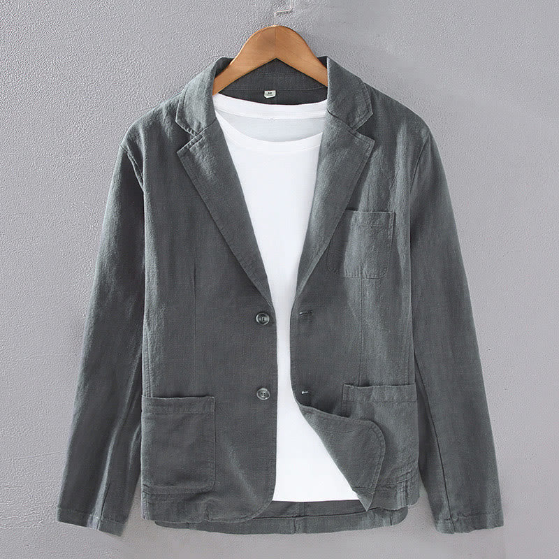 Buddha Stones Long Sleeve Button Plain Design Men's Linen Jacket Shirt With Pockets - DimGray - US/UK/AU42,EU52 (3XL) - image 0