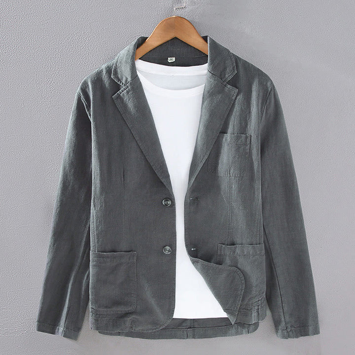 Buddha Stones Long Sleeve Button Plain Design Men's Linen Jacket Shirt With Pockets - DimGray - US/UK/AU42,EU52 (3XL) - image 0