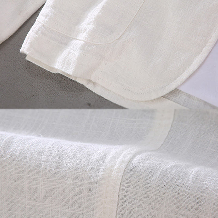 Buddha Stones Long Sleeve Button Plain Design Men's Linen Jacket Shirt With Pockets - image 5