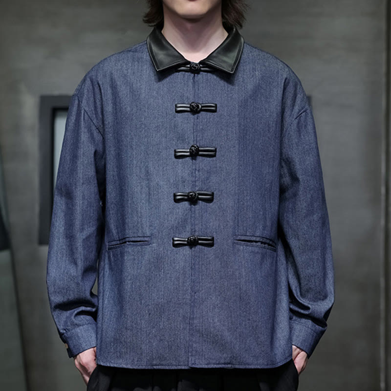 Buddha Stones Men's Frog-Button Cotton Long Sleeve Shirt With Pockets - image 10