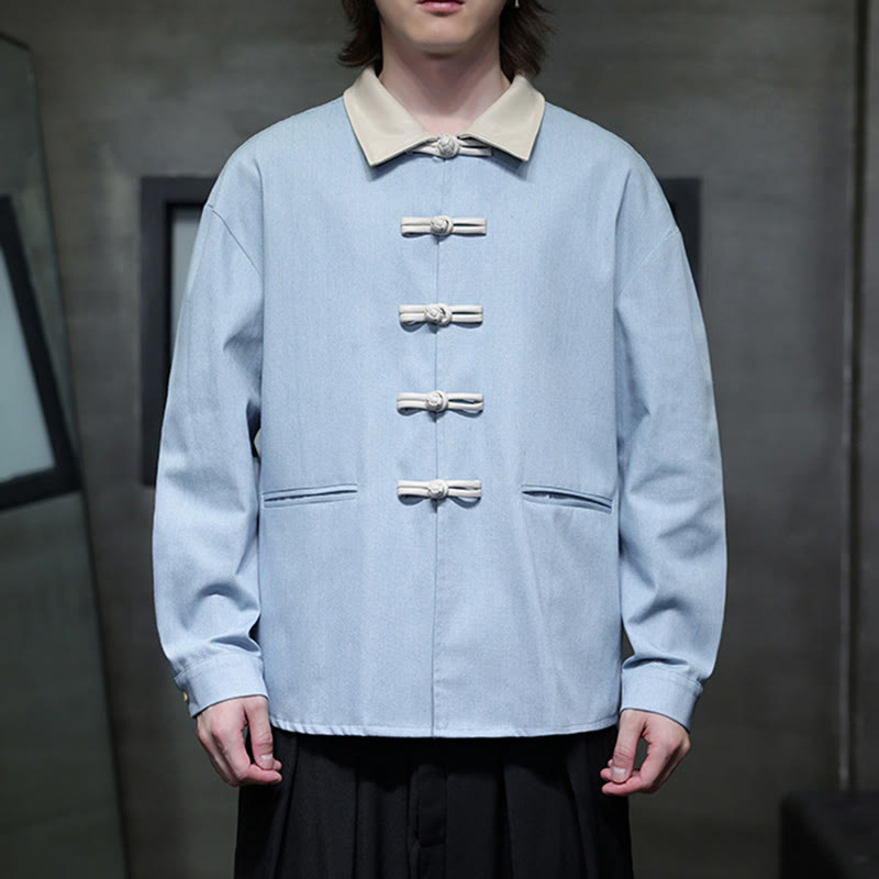 Buddha Stones Men's Frog-Button Cotton Long Sleeve Shirt With Pockets - image 16