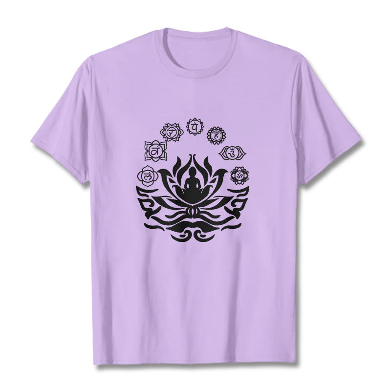 Buddha Stones OM Symbol Sanskrit Mantras Buddha Lotus Flower Design Tee T-shirt - Plum - 2XL - image 13