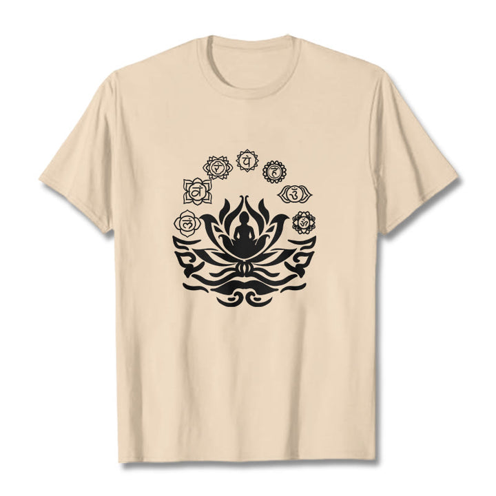 Buddha Stones OM Symbol Sanskrit Mantras Buddha Lotus Flower Design Tee T-shirt - Bisque - 2XL - image 11