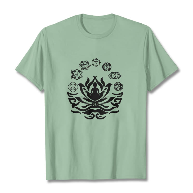Buddha Stones OM Symbol Sanskrit Mantras Buddha Lotus Flower Design Tee T-shirt - PaleGreen - 2XL - image 17