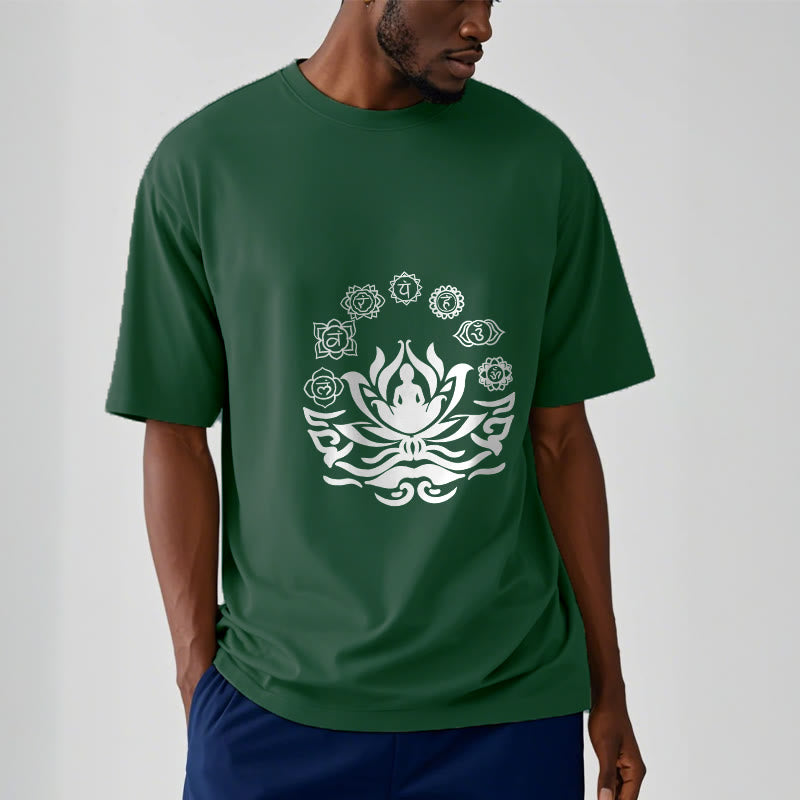 Buddha Stones OM Symbol Sanskrit Mantras Buddha Lotus Flower Design Tee T-shirt - image 5