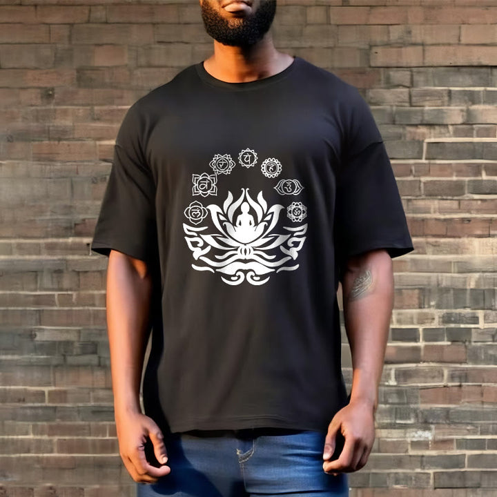 Buddha Stones OM Symbol Sanskrit Mantras Buddha Lotus Flower Design Tee T-shirt - image 8