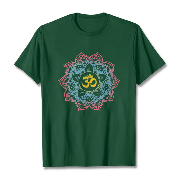 Buddha Stones Lotus-shaped Mandala OM Symbol Design Tee T-shirt - ForestGreen - 2XL - image 5