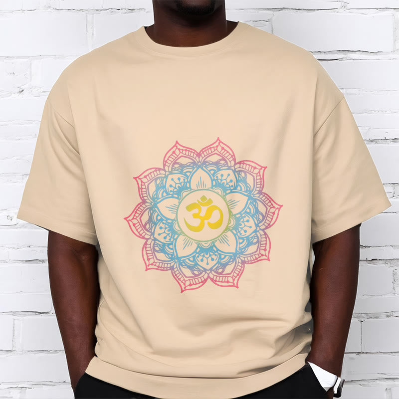 Buddha Stones Lotus-shaped Mandala OM Symbol Design Tee T-shirt - image 12