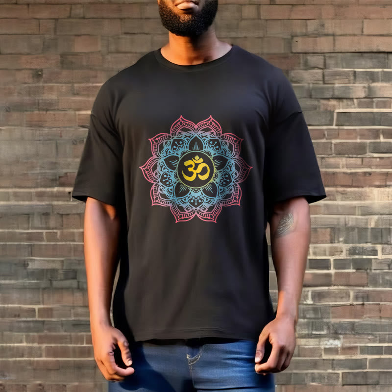 Buddha Stones Lotus-shaped Mandala OM Symbol Design Tee T-shirt - image 2