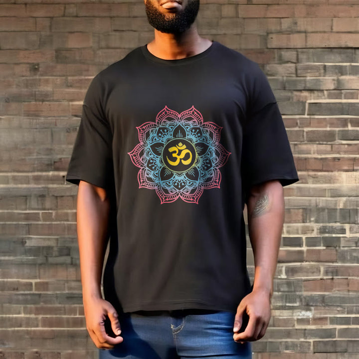 Buddha Stones Lotus-shaped Mandala OM Symbol Design Tee T-shirt - image 2