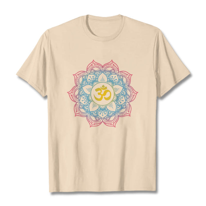 Buddha Stones Lotus-shaped Mandala OM Symbol Design Tee T-shirt - Bisque - 2XL - image 11