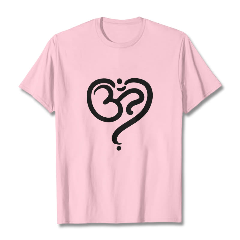 Buddha Stones Love Heart OM Symbol Design Tee T-shirt - LightPink - 2XL - image 15