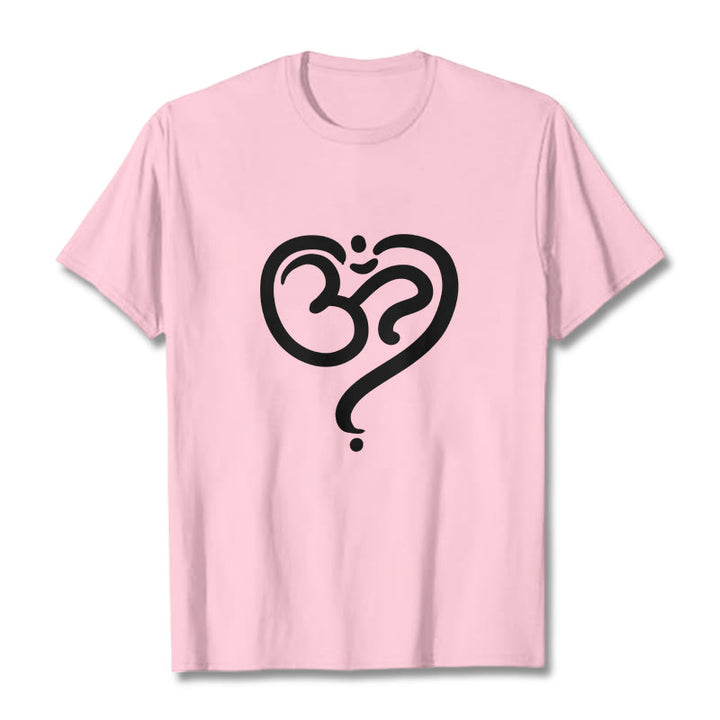 Buddha Stones Love Heart OM Symbol Design Tee T-shirt - LightPink - 2XL - image 15