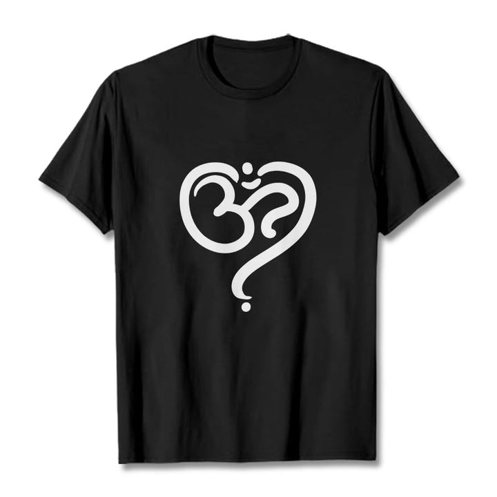 Buddha Stones Love Heart OM Symbol Design Tee T-shirt - Black - 2XL - image 0