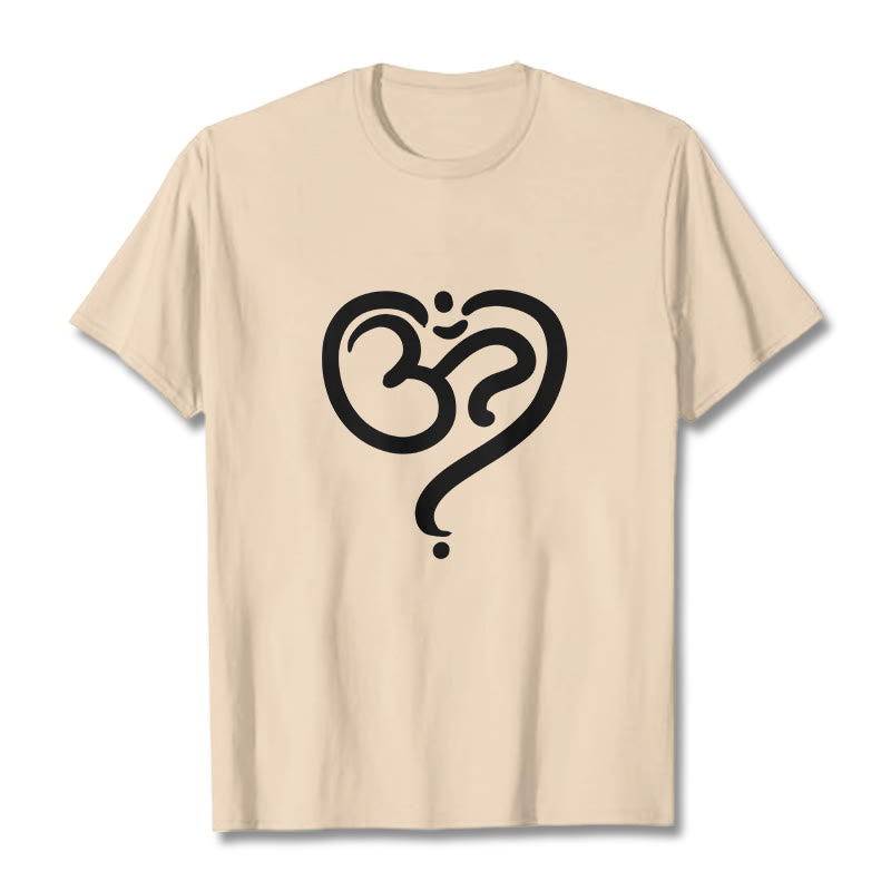 Buddha Stones Love Heart OM Symbol Design Tee T-shirt - Bisque - 2XL - image 11