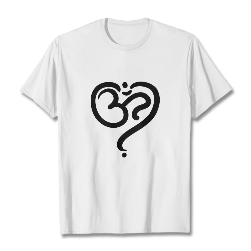 Buddha Stones Love Heart OM Symbol Design Tee T-shirt - White - 2XL - image 5