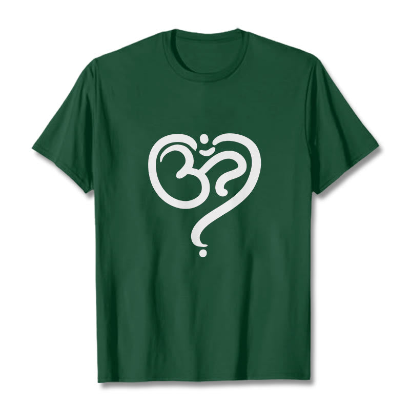 Buddha Stones Love Heart OM Symbol Design Tee T-shirt - ForestGreen - 2XL - image 8