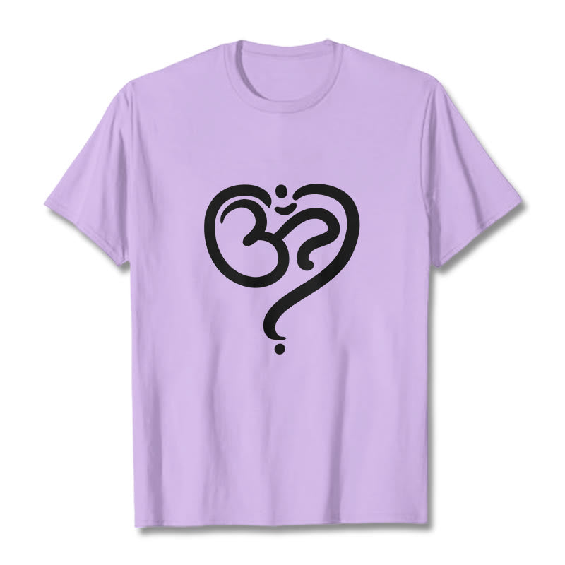 Buddha Stones Love Heart OM Symbol Design Tee T-shirt - Plum - 2XL - image 13