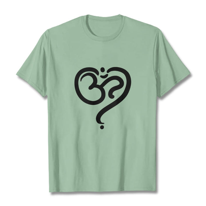 Buddha Stones Love Heart OM Symbol Design Tee T-shirt - PaleGreen - 2XL - image 17